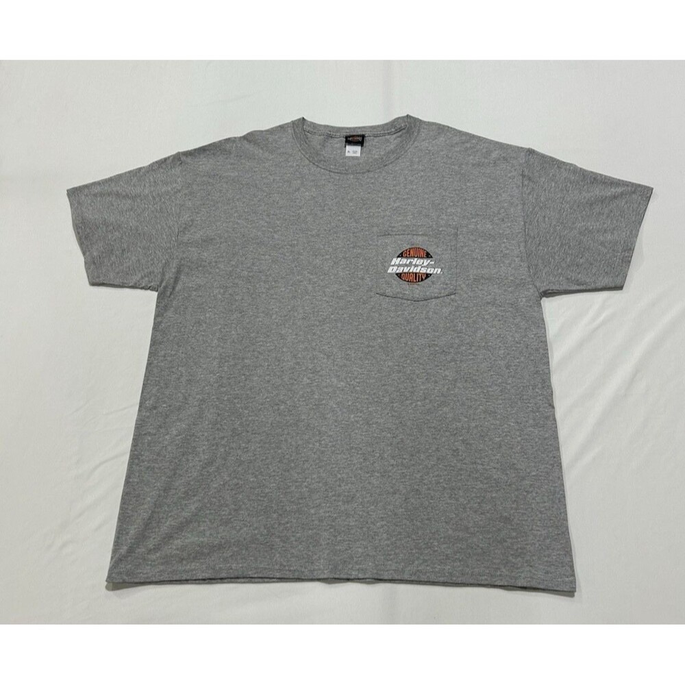 Harley Davidson Mens Pocket T-Shirt Black Hills Heather Gray Size XL H-1